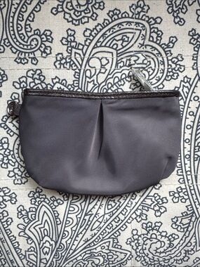 MZ Wallace Purple-Charcoal Gray Wristlet with Leather Trim